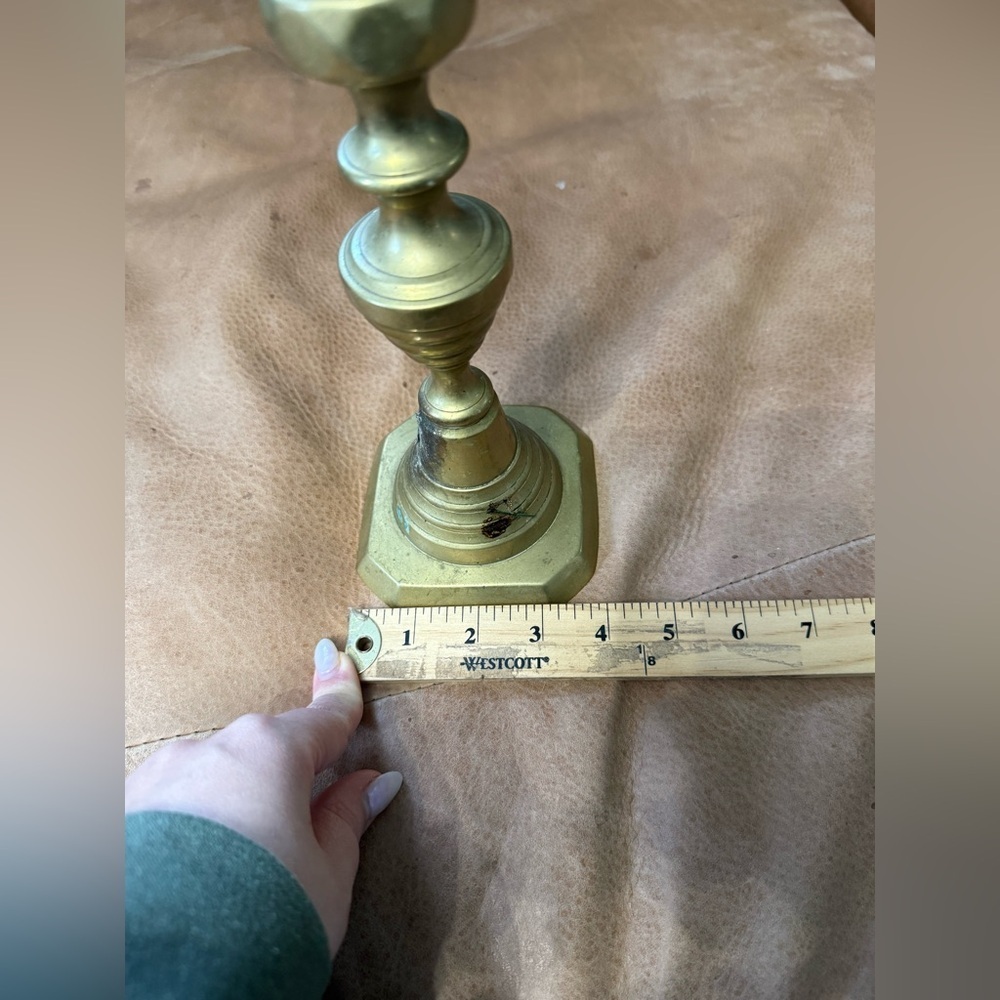Vintage Candle Holder Mid Century 12" Column Brass Candlestick - Picture 8 of 8